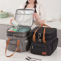 亞馬遜新款大容量雙層保溫包戶外單肩野餐包peva防水保冷冰包