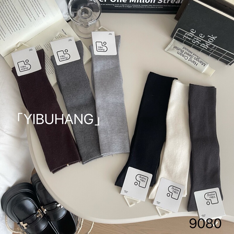 Ibuhang autumn and winter thick double needle wool calf socks warm socks ins all-match solid color thin soft Ibuhang autumn and winter thick double needle wool calf socks warm socks ins all-match solid color thin soft