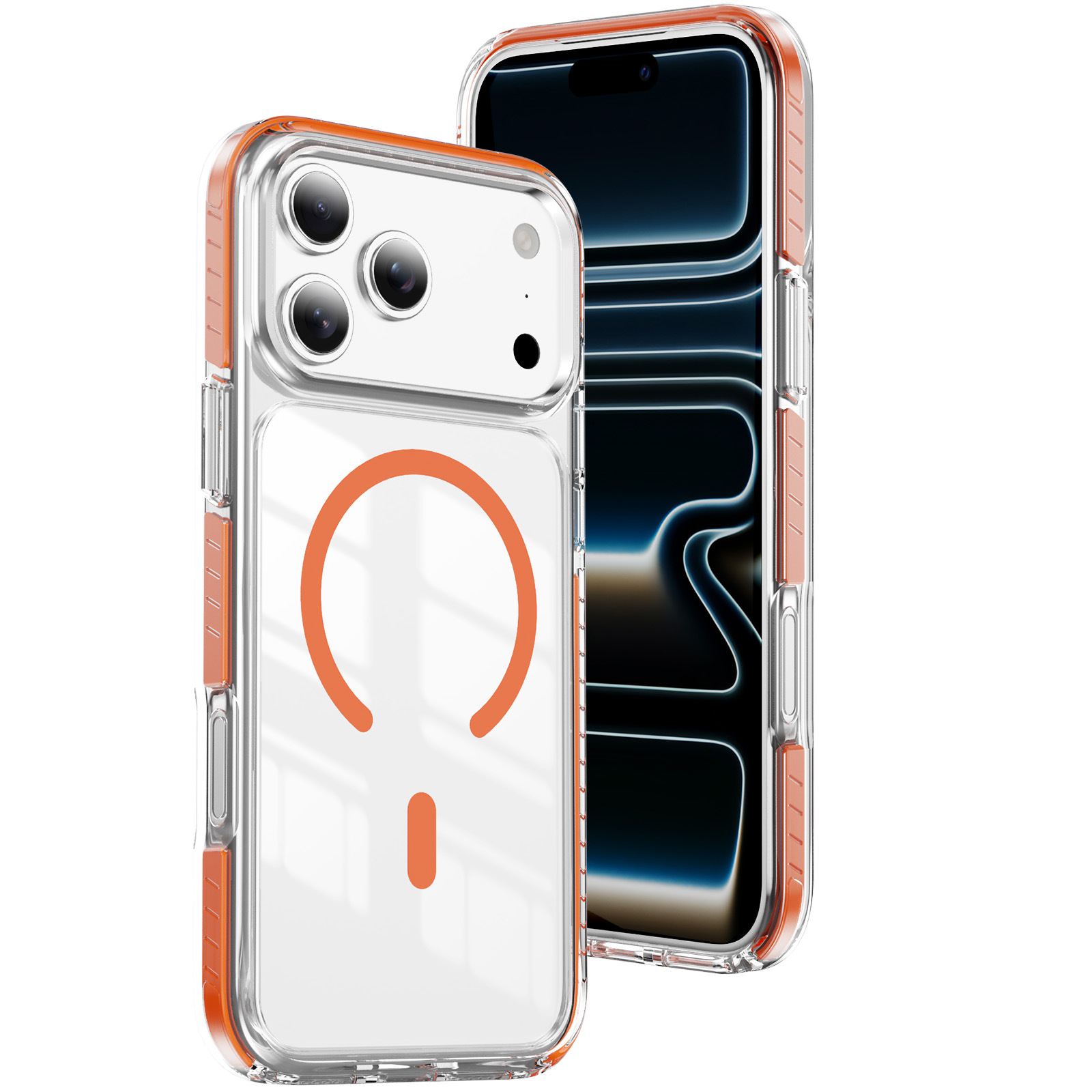 适用于iPhone17Pro Max新品透明磁环手机壳16晶盾彩条防摔盔甲壳 - 1