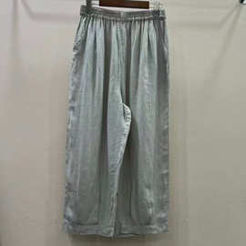 2025春季新款女下装直筒裤日系九分裤宽松女裤小清新裤子亚麻休闲