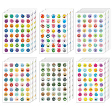 400贴,0.75英寸,透明笑脸奖励贴纸,彩色表情,信封日记本生日派对