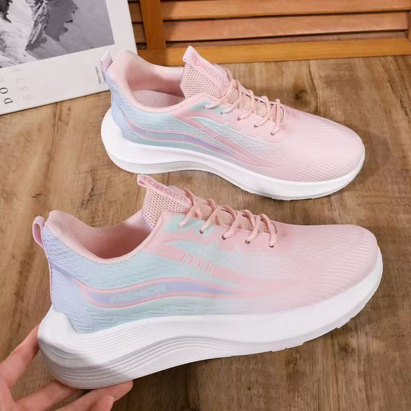 Explosions Women's Shoes Explosions Summer Breathable Flying Weaving Mesh Shoes Soft Sole Lightweight Shock Absorbing Running Sports Gradient White Shoes Explosions Women's Shoes Explosions Summer Breathable Flying Weaving Mesh Shoes Soft Sole Lightweight Shock Absorbing Running Sports Gradient White Shoes