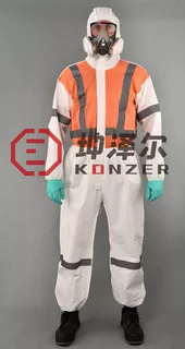 一次性连体反光条防护服橘色警示色防护服执勤隔离衣防水