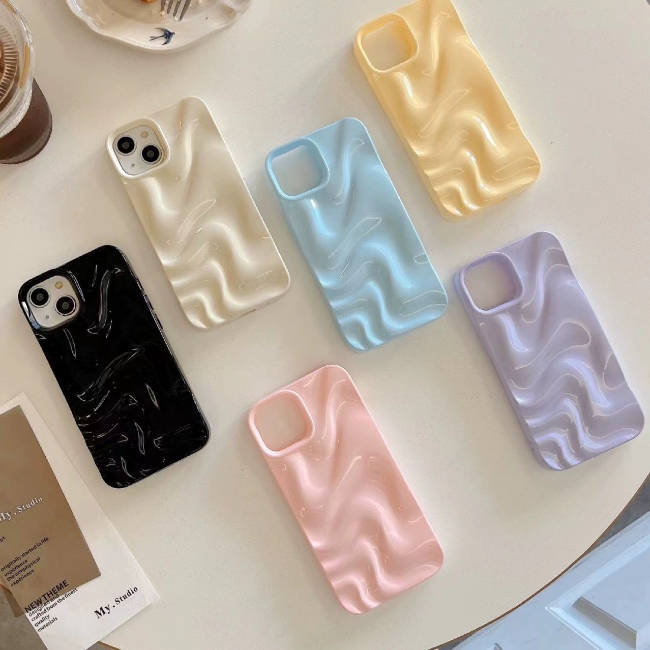 Apple, compatible iPhone17 Pro, phone case, iPhone 16, protective case, high-quality style, wave pattern, iphone