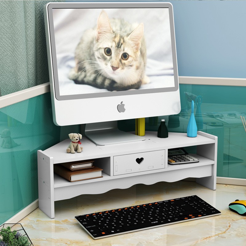Desktop computer monitor lifting rack drawer storage rack office corner computer lifting bracket