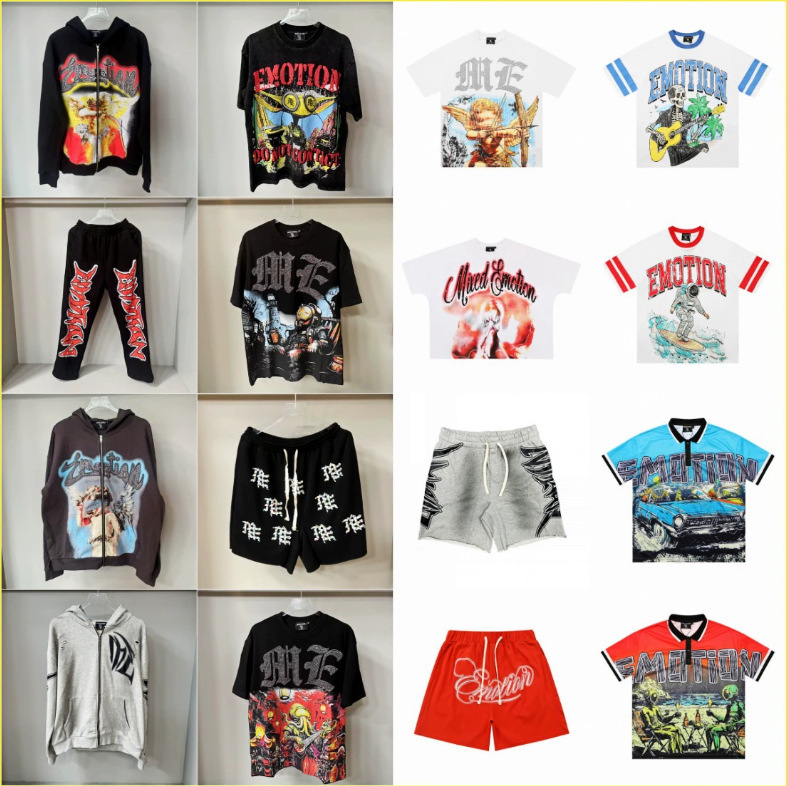 Foreign Trade Trendy Street Style Mi Rhinestone Printed Sweatshirt Round Neck Long Sleeve Short Sleeve T-Shirt Hooded Sweatshirt Emo Long Pants Jacket