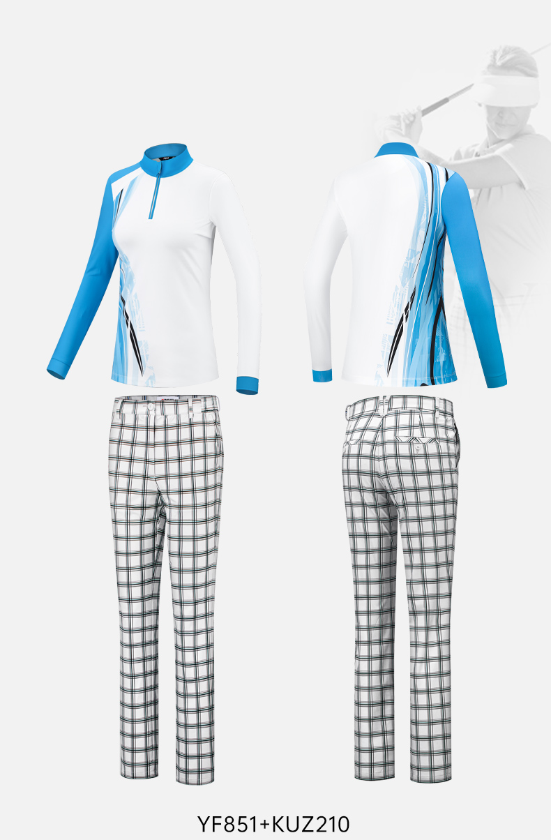 Áo polo dài tay đồng phục golf in logo miễn phí — Bộ đồ caddie nữ [Quần trên màu xanh nhạt] YF848 KUZ210/209, Bộ đồ caddie nữ [quần áo màu xanh nhạt] YF851 KUZ210/209, Bộ đồ cùng mẫu cho nam tùy chỉnh, Bộ đồ caddie nữ [quần áo màu xanh] YF850 KUZ210/209 chi tiết 57