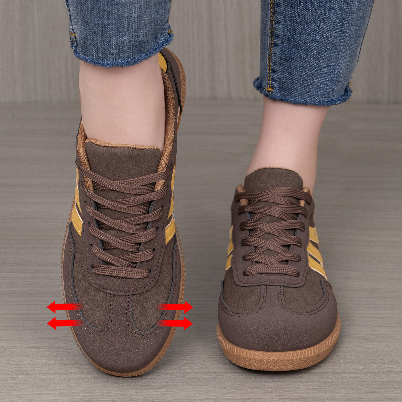 Zapatos de mujer transfronterizos TEMU color de moda zapatos de entrenamiento de estilo alemán retro europeo y americano zapatos planos de altura ancha zapatos casuales de boca ligera