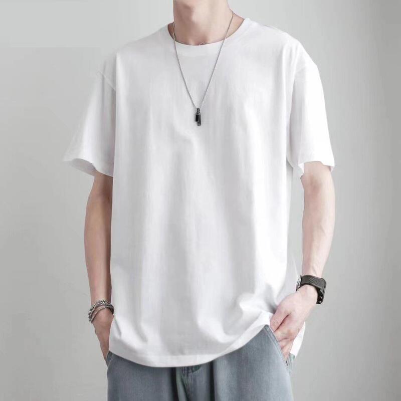 2024 Short-Sleeve T-Shirt for Men, Solid Color, Plain Black, All Black, All White, Simple, Summer Pure White T-Shirt Top
