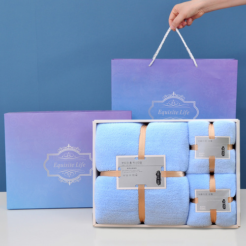Coral Velvet Towel Set Gift Box (3-Piece) Bridal Shower Favors Company Gift Bulk Purchase Towel Wholesale