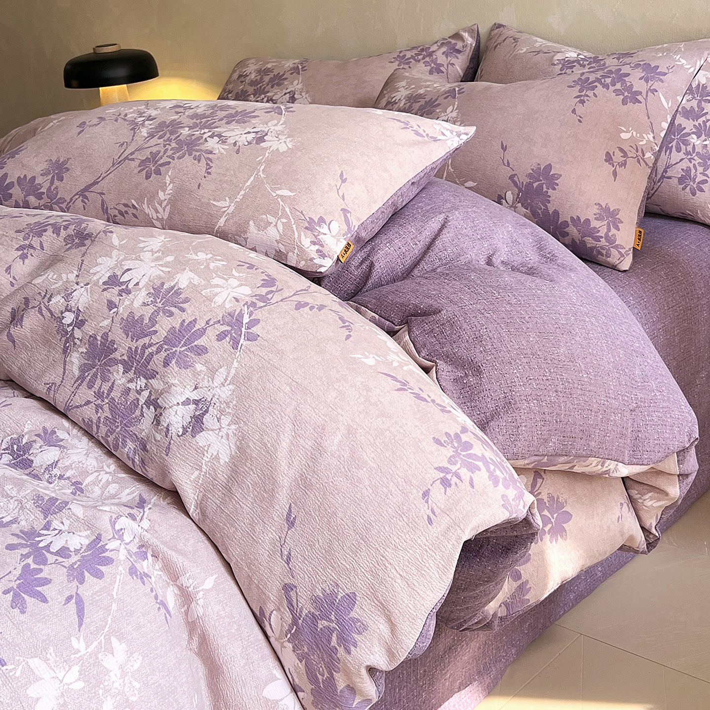 Nuevo algodón de alto peso, lino de cuatro piezas, ropa de cama desnuda para dormir, sábanas gruesas, cubierta de colchón de tres piezas