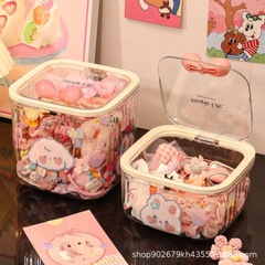 デスクトップのゴミ箱の軽くて豪華な収納箱の女の子の皮の筋の頭の縄のヘアピンの髪の飾りの収納の化粧品の箱は透明です。