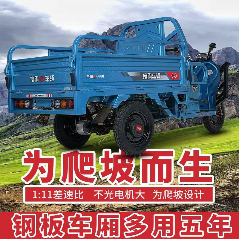 Zongqi X3L triciclo eléctrico tirado de camión de carga Wang Nong con batería de carga rápida escalada de carga eléctrica de tres ruedas