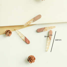 秋季新款树脂木头金箔拼接小水滴耳环耳坠饰品配件