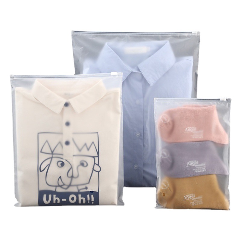 Bolsa de Plástico Transparente Esmerilada de PE de 20*30 con Cierre para Empacar Ropa y Calcetines, Bolsa de Plástico con Cierre para Ropa Interior