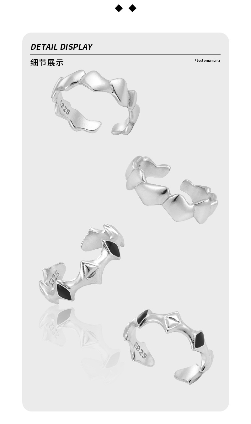 Sterling Silver Simple Style Geometric Plating Open Rings display picture 2