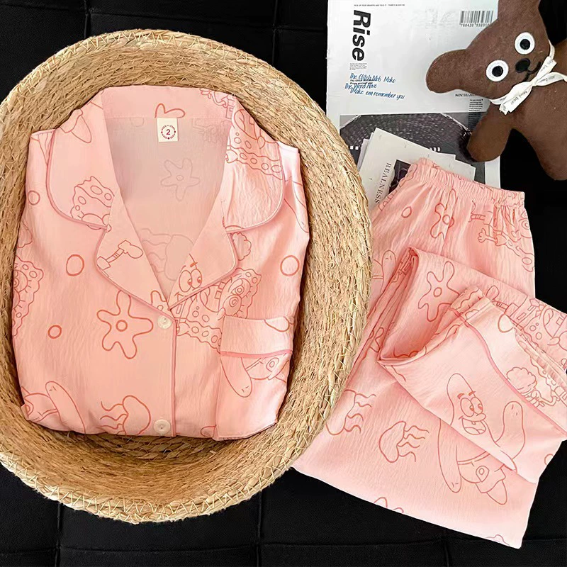 Autumn Cartoon Pajama Set — Long-Sleeve Top, Trousers & Cardigan, Sizes M–XXL, Multi-Color