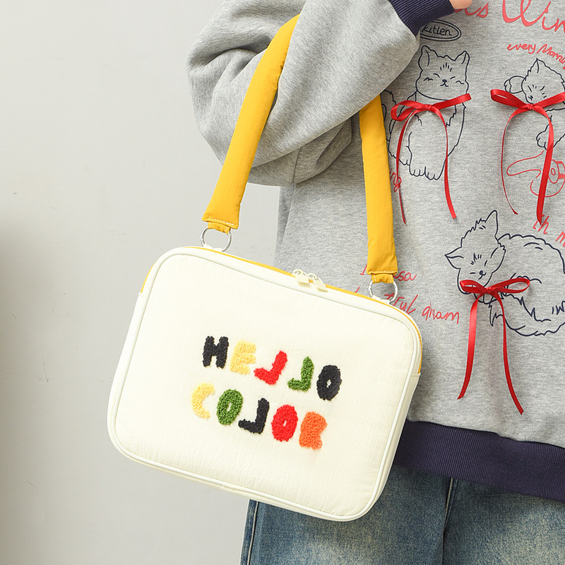 Cross-Border Creative Towel Embroidered Shoulder Inner Bag for Women Cute Cotton-Filled Shoulder Laptop Bag Waterproof 10/13/ 16inch