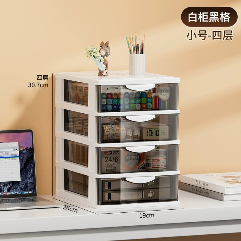 Multi-Layer Transparent Drawer Storage Cabinet, Desk File Organizer, Holds A4, 2–6 Layers