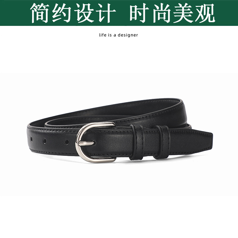 Nuevo cinturón de mujer de cuero de moda casual jeans cinturón de moda joven pantalones de moda de plata hebilla negra