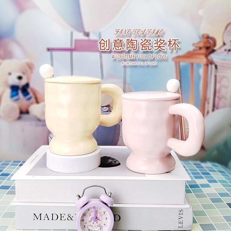 不规则ins风创意石头纹陶瓷杯高颜值马克杯纯色水杯树杆把手杯新|undefined