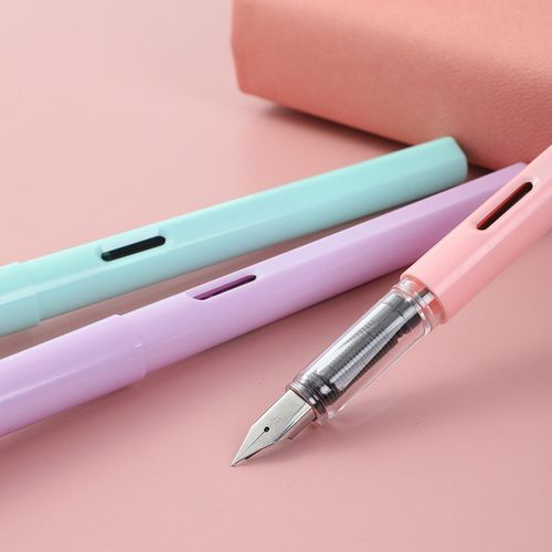 Macaron Color Elementary School Posture Practice Writing Refillable Ink Cartridge EF Sharp 0.38mm Pen Wholesale