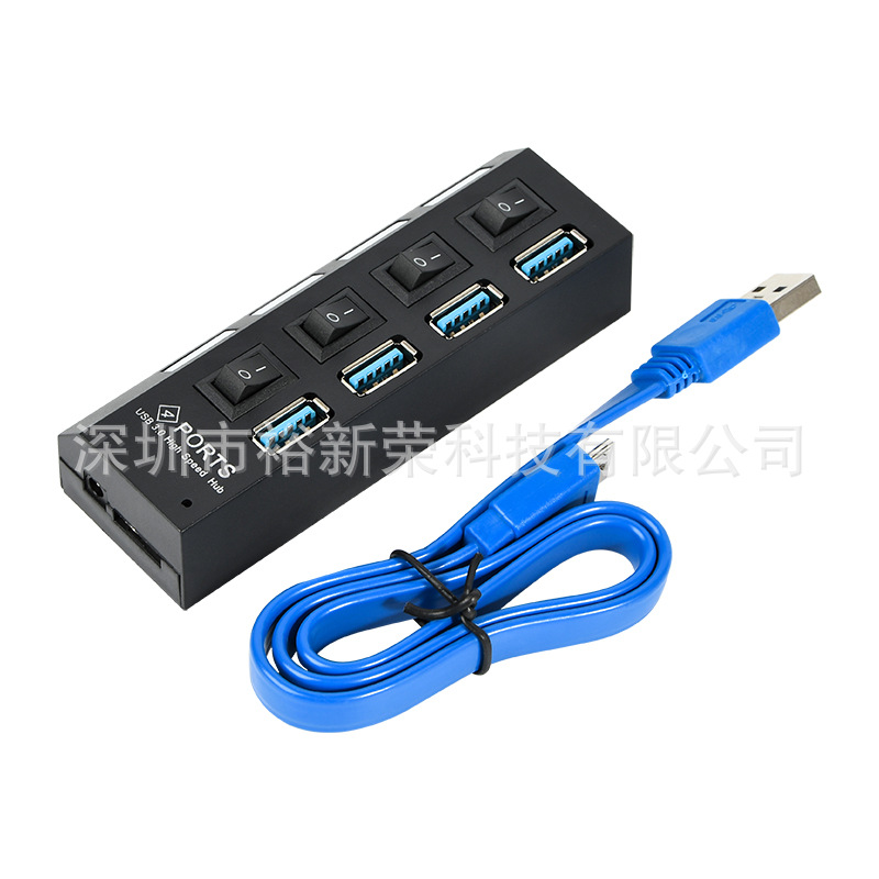 USB3.0HUB Hub 3,0 de alta velocidad de expansión de 4 puertos con interruptor independiente 3.0hub USB divisor