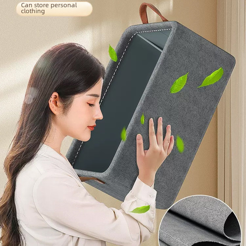 Home Fabric Clothing Storage Basket, Foldable Wardrobe Clothes Organizer, Portable Polypropylene Steel Frame Storage Box