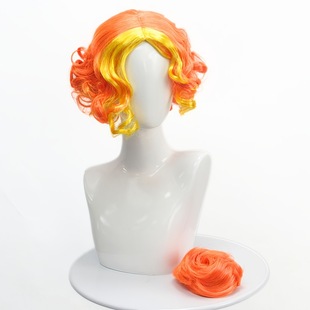 Cross-Border Orange Gradient Curly Hair Single Hair Bag Short Wig Eye-Catching Styling Anime Cos / Party Selection