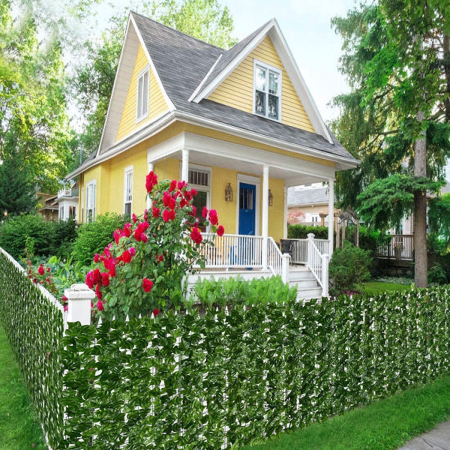 Simulación de plantación verde valla decorativa de pared valla hoja de sombra red de sombra valla de hoja cubierta de hoja techo verde valla de planta