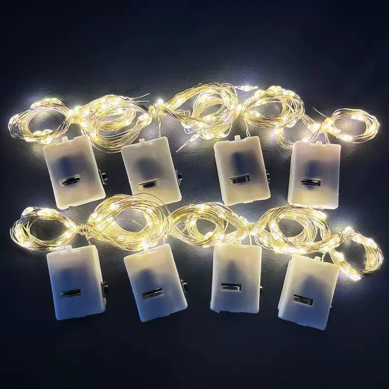 led小彩灯纽扣电池小灯串灯灯条带铜线装饰氛围灯鲜花灯闪灯串灯