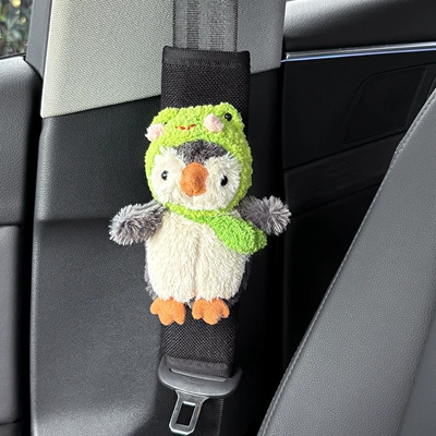 Hat Penguin Car Seatbelt Shoulder: Seat belt shoulder pad - frog-hat-satchel-penguin-linen-shoulder-pad-black