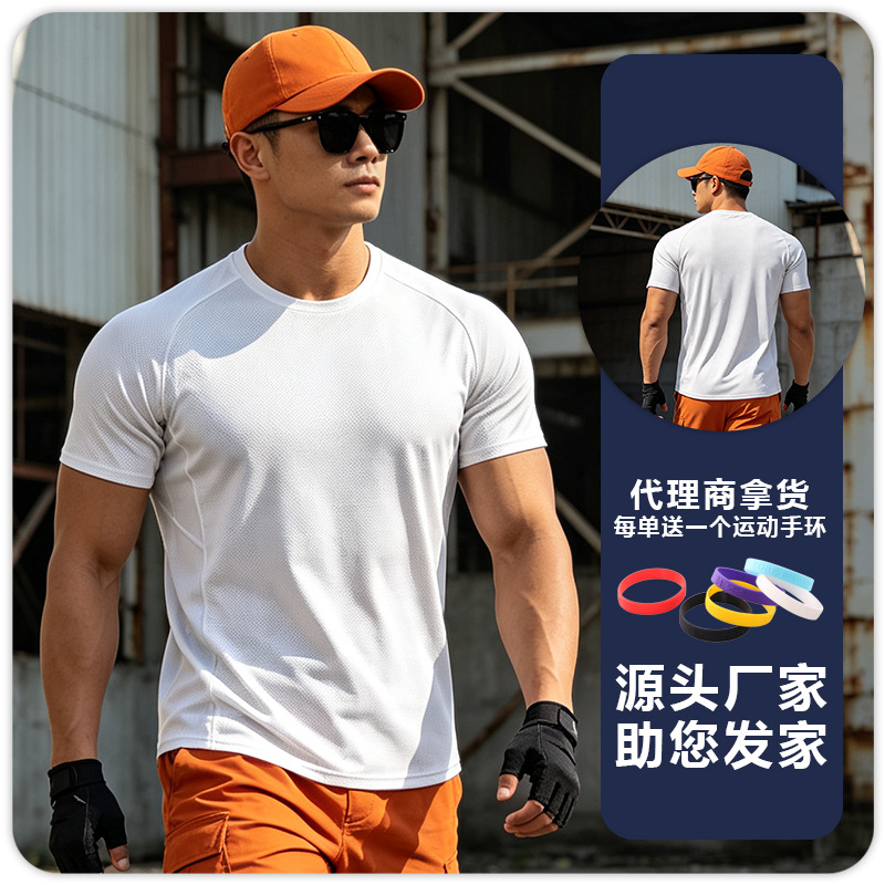 Camiseta de manga corta deportiva casual para hombres ropa de fitness de malla para hombres baloncesto suelto al aire libre más tamaño superior de secado rápido