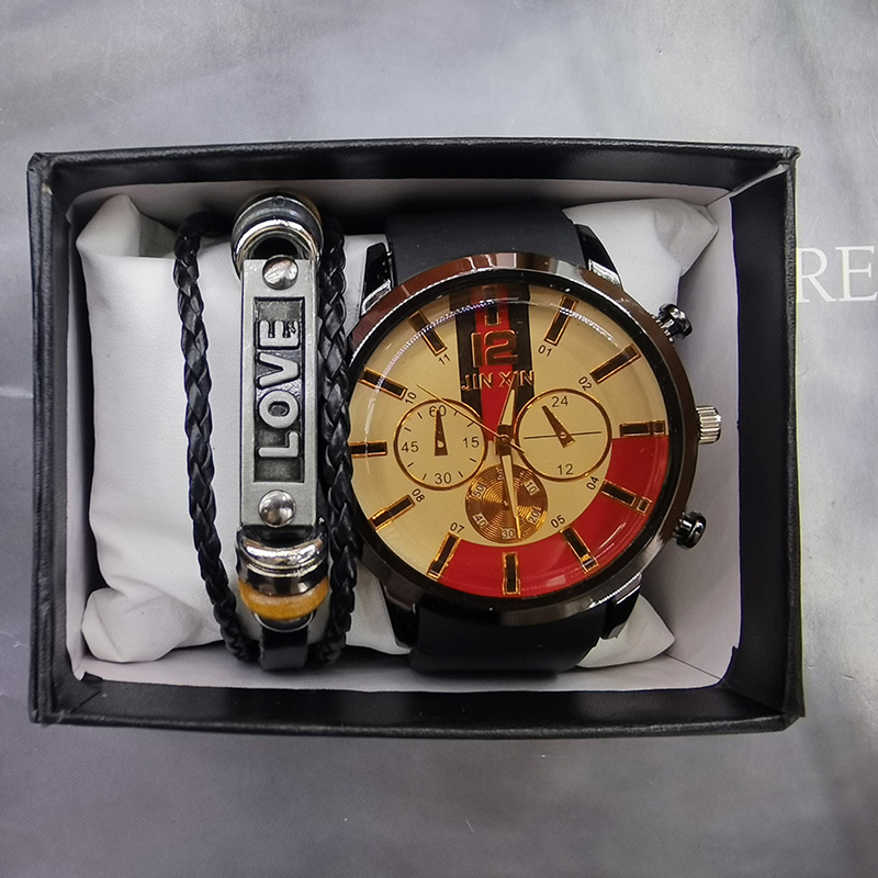 Hot selling fashionable bracelet set, hip-hop punk style watch accessories gift box, 2 sets, men's watches_voghion.com