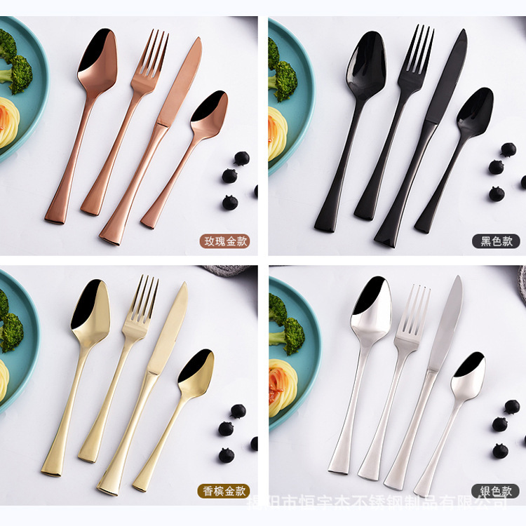 304 Stainless Steel Knife and Fork Spoon suit New Titanium Plated Coffee Spoon Hotel Western Steak Knife and Fork Spoon Tableware Gift 304 Stainless Steel Knife and Fork Spoon suit New Titanium Plated Coffee Spoon Hotel Western Steak Knife and Fork Spoon Tableware Gift