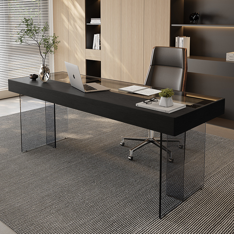 Italian Minimalist Desk Home Tempered Glass Countertop High-End Living Room Desk Acrylic Suspended Computer Desk