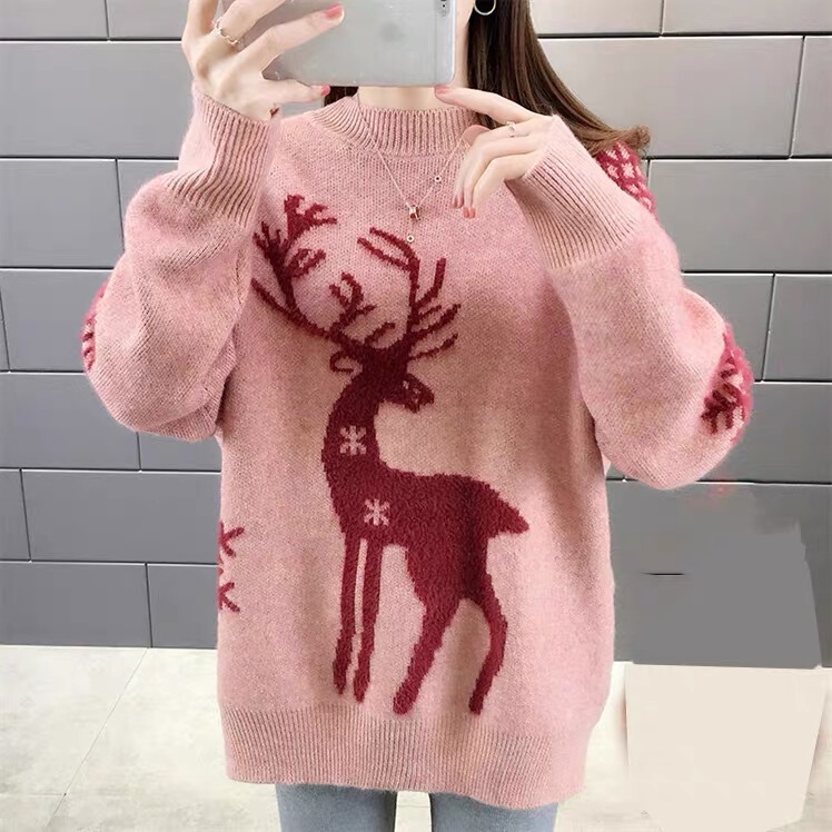 アマゾンの外国貿易の新型クリスマスのヘラジカのセーターの女性は秋冬に厚くてゆったりしています。|undefined
