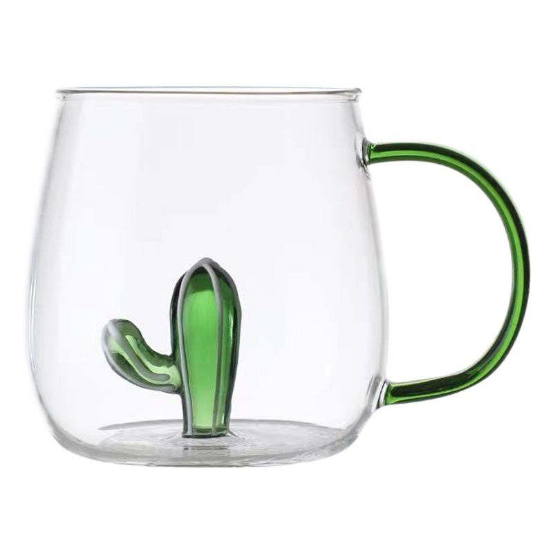 Nueva tridimensional de vidrio mango de color de dibujos animados taza de vidrio de borosilicato regalo del hogar taza mango taza de jugo