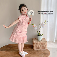 女童夏季連衣裙2024新款洋氣女孩新中式公主裙夏裝國風兒童旗袍裙