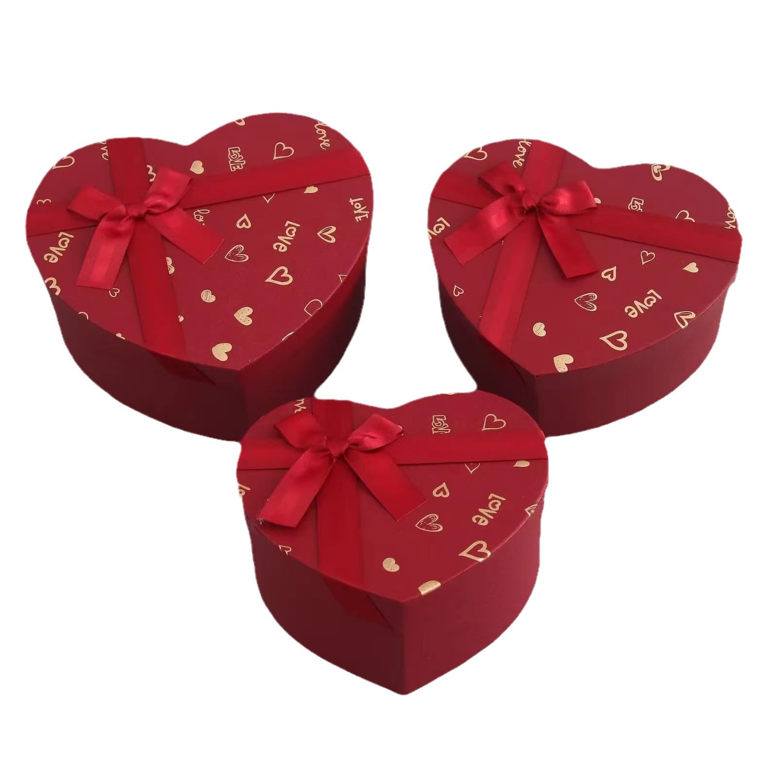 Nuevo estilo bowknot love caja de regalo de embalaje caja de flores en forma de corazón cubierta del cielo caja de regalo de cumpleaños de Tanabata de Navidad