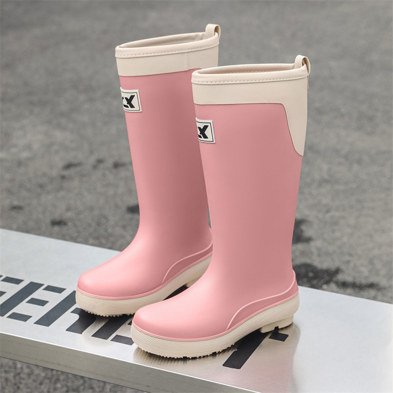 Botas de lluvia de tubo alto, botas de lluvia de moda para mujer, zapatos impermeables de suela gruesa para exteriores, zapatos de goma y botas de agua de tubo largo de terciopelo, mujeres transfronterizas image 10