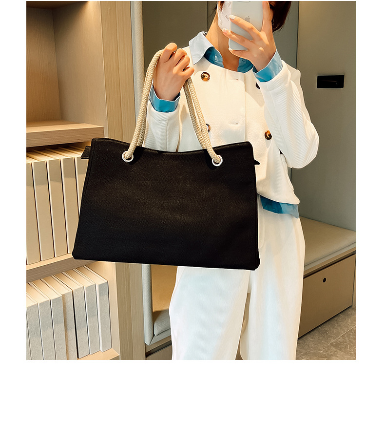 1080g Weight Polyester Lining Material Zipper Closure Type Double Shoulder Straps Strap Type Tote Bag Bags Type Holiday, Travel Occasion Linen Material Solid Color Pattern All Seasons Season Women's Gender Classic Style Style Square Shape Medium Size Women's Medium Linen Solid Color Classic Style Square Zipper Tote Bag 15