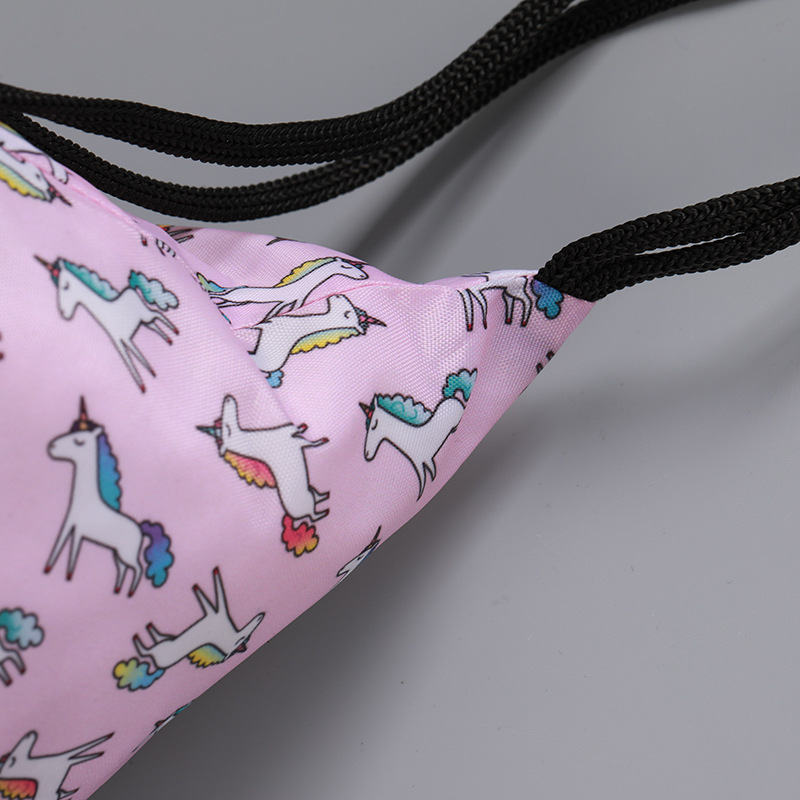 Impreso dibujos animados publicidad hombro deportes bolsa de almacenamiento ligero poliéster cordón bolsa impermeable gran capacidad mochila bolsa