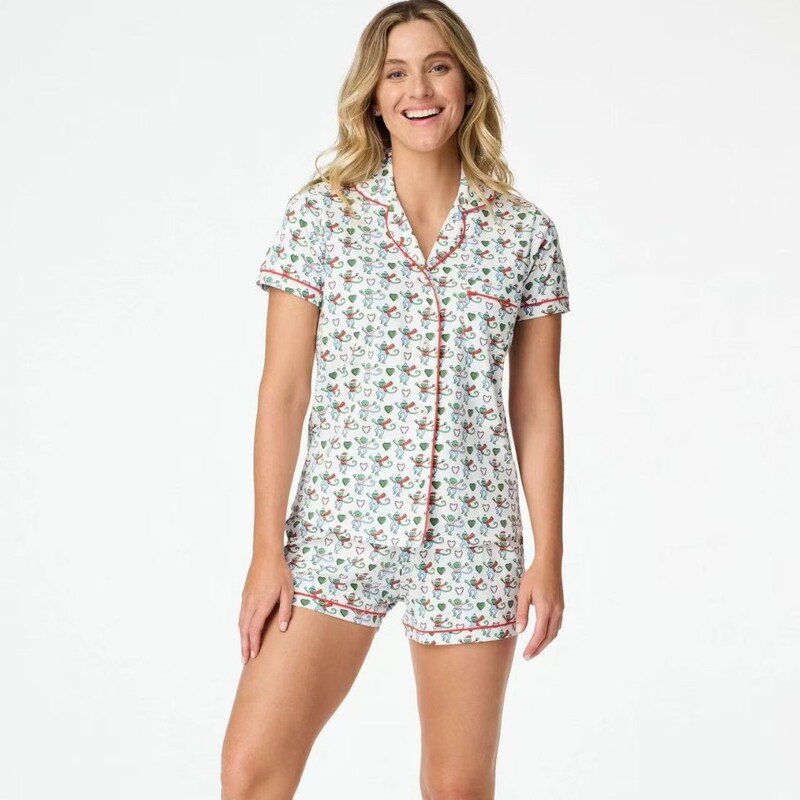 European and American Women's Clothing 2025 New Amazon Best-Selling Casual Pajamas Shorts Short-Sleeve Set Printed Loungewear Home Wear