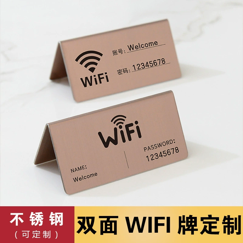 Беспроводная сеть ресторана из нержавеющей стали предлагает бесплатный Wi-Fi в отеле, знак доступа в Интернет с паролем Wi-Fi