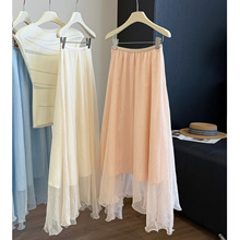 不规则网纱半身裙女夏季2026新款高腰时尚气质a字温柔高级感纱裙