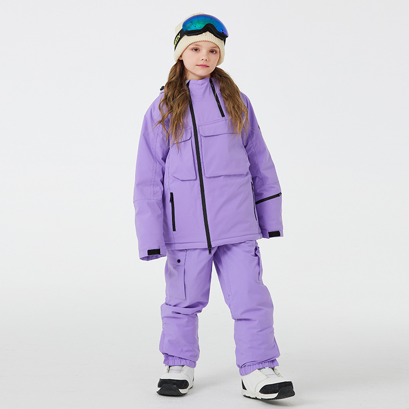 Traje de esquí para niños traje de esquí para niños y niñas invierno al aire libre a prueba de agua caliente engrosada sola tabla DOBLE JUNTA traje de esquí para niños