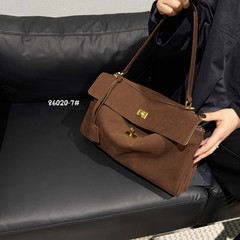 麂皮托特包中古腋下凯莉包女大容量通勤手提包慵懒松弛感单肩大包