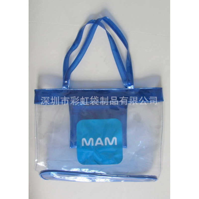 厂家生产环保透明PVC手提袋透明PVC化妆袋磨砂EVA化妆品包装袋