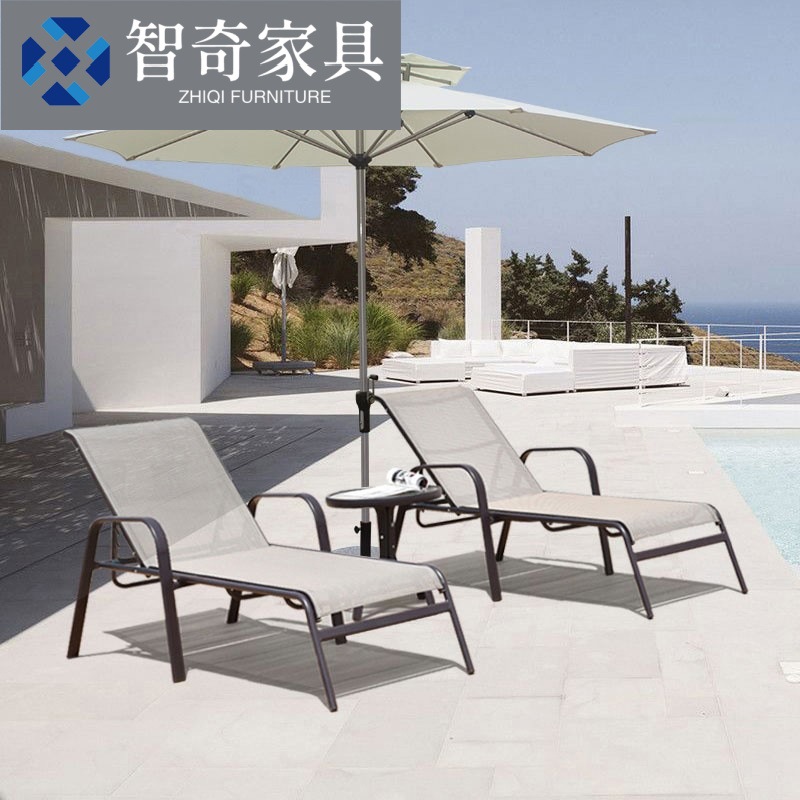 Silla al aire libre Hotel Clubhouse Piscina almuerzo cama al aire libre ocio Teslin malla silla de playa silla de metal image 1